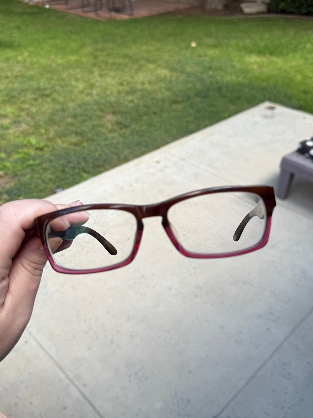 SEE Frames Rectangular Gradient Brown Dark Pink Eyeglass Frames